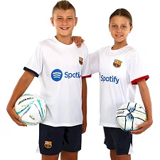 Футбольна форма дитяча із символікою клубу BARCELONA гостьова 2024 SP-SPORT CO-7182 (Білий-синій)