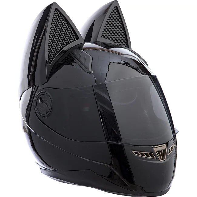 Шлем для мотоцикла интеграл Мото Кото с ушками NITRIN NEKO MS-1650 (Черный)