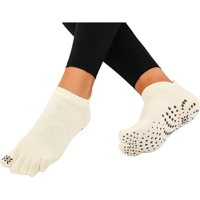Носки для йоги и пилатеса с закрытыми пальцами нескользящие BLOOM YOGA SOCKS LB7081 (Белый)