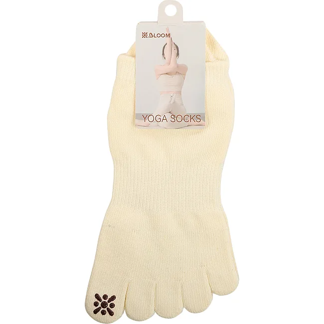 Носки для йоги и пилатеса с закрытыми пальцами нескользящие BLOOM YOGA SOCKS LB7081 (Белый)