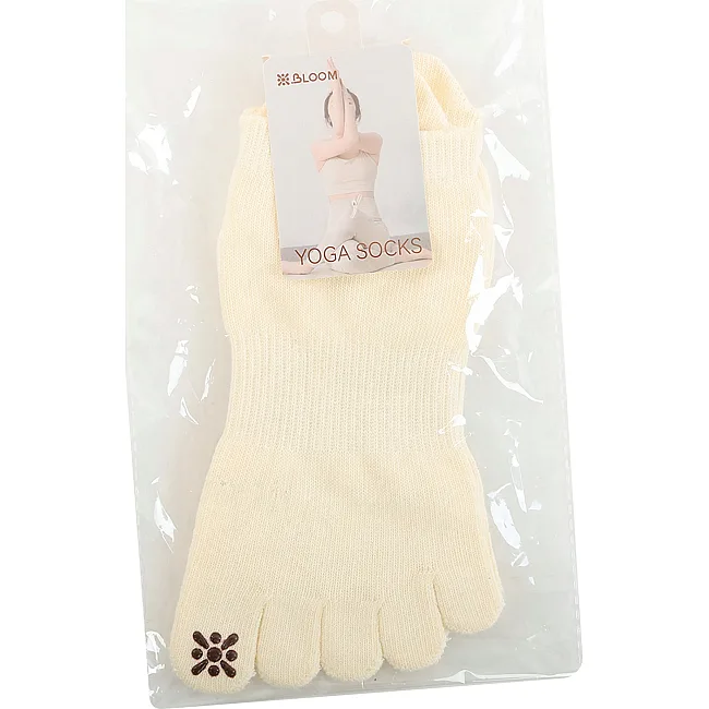 Носки для йоги и пилатеса с закрытыми пальцами нескользящие BLOOM YOGA SOCKS LB7081 (Белый)