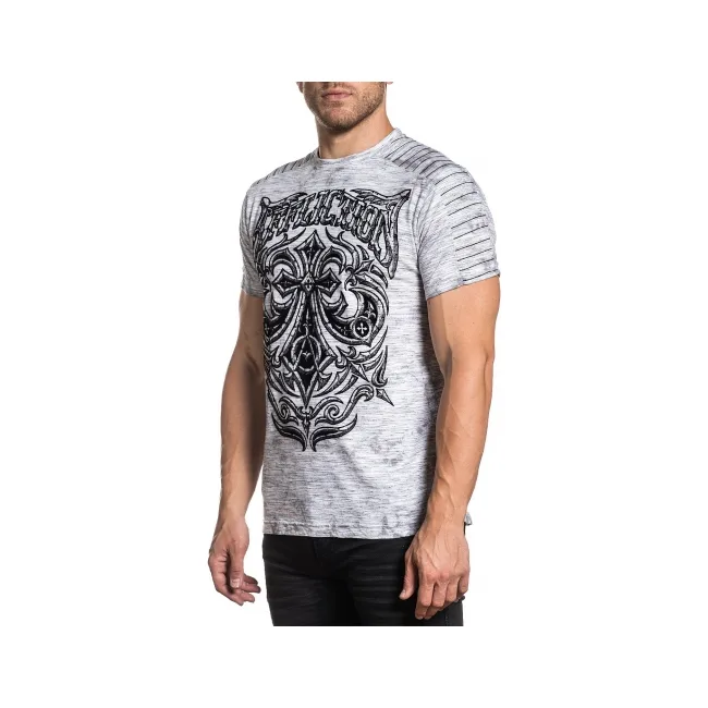Футболка AFFLICTION Midnight Dirge SS Tee White Lt.Grey Ice Wash