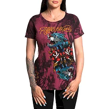 Футболка женская AFFLICTION Dottie Rose Scoop Mohogany