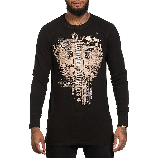 Лонгслив AFFLICTION Highway Drifters LS Rev. Black Tobacco Brown