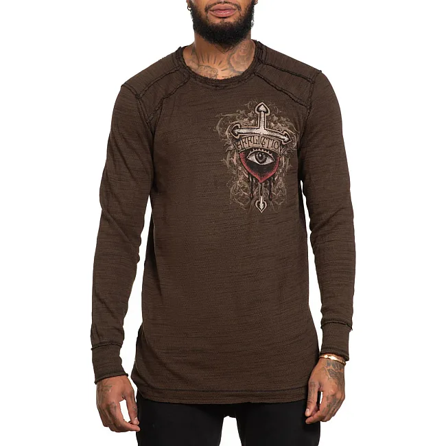 Лонгслив AFFLICTION Highway Drifters LS Rev. Black Tobacco Brown