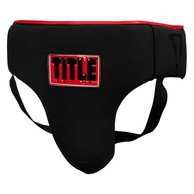 Защита паха Title Leather Solar Groin Protector Black Red
