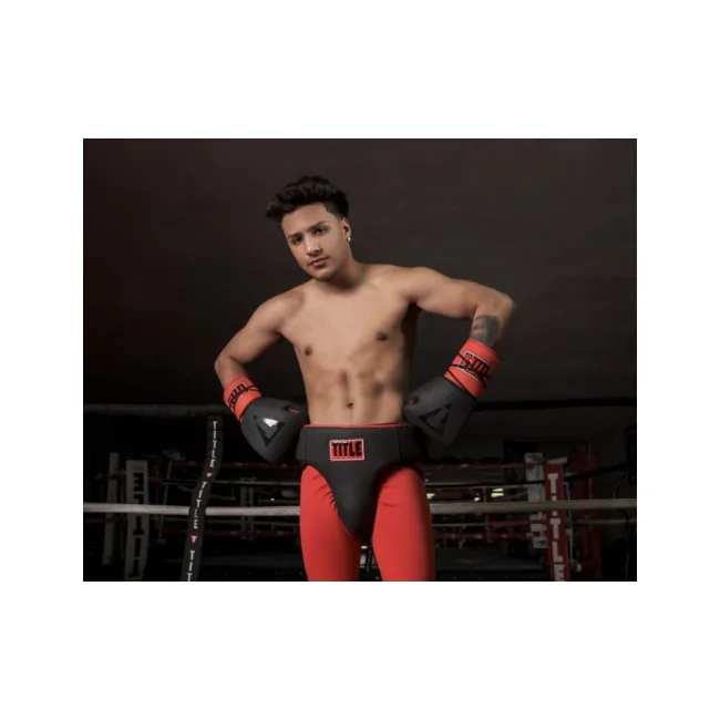 Защита паха Title Leather Solar Groin Protector Black Red