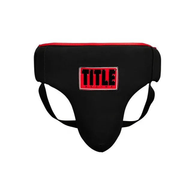 Защита паха Title Leather Solar Groin Protector Black Red