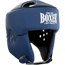 Боксерський шолом із захистом верхівки штучна шкіра BOXER 2030-N (Синій)