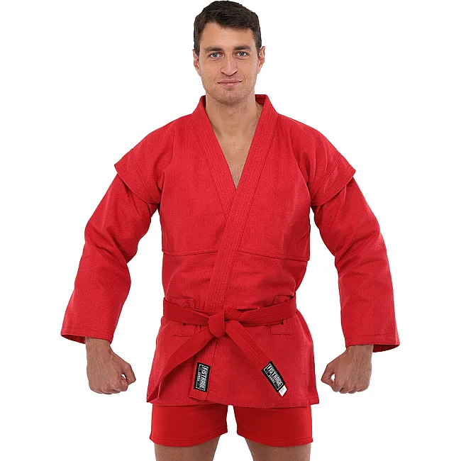 Комплект для самбо куртка шорты и пояс FISTRAGE VL-5579 130-180см (Красный)