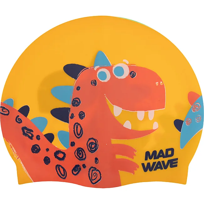 Шапочка для басейну
 силіконова юніорська MADWAVE
 Junior DINO M057916 (Жовтий)