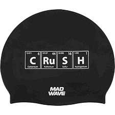 Шапочка для бассейна силиконовая для взрослых MADWAVE CRUSH M055318 (Черный)
