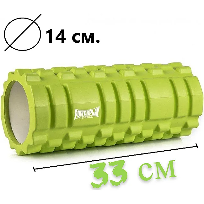 Масажний ролик (роллер) PowerPlay 4025 Massage Roller Зелений (33x14см.)