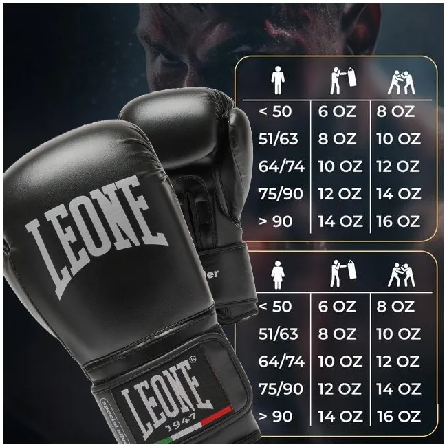 Боксерские перчатки Leone GN383 THUNDER Black (капу в комплекте)
