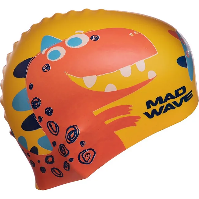 Шапочка для басейну
 силіконова юніорська MADWAVE
 Junior DINO M057916 (Жовтий)