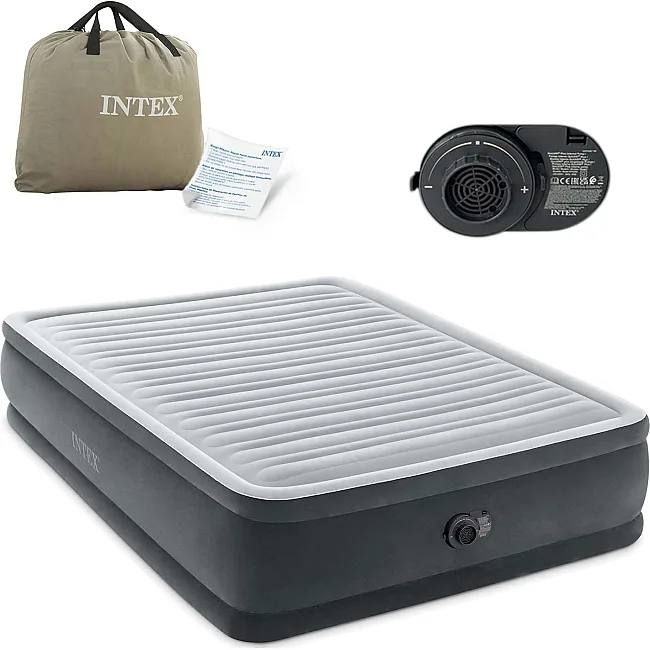 Матрас надувной Intex 64414ND со встроенным электронасосом 203x152 см, черно-серый