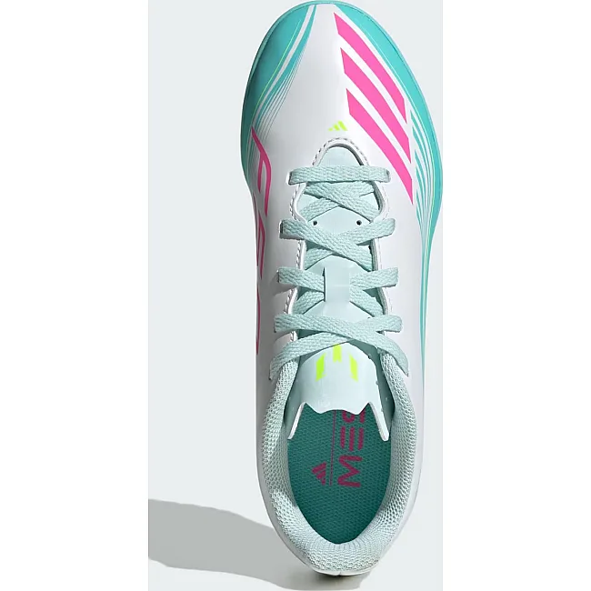 Сороконожки детские ADIDAS F50 MESSI CLUB TF J белый, бирюзовый, розовый (для детей)