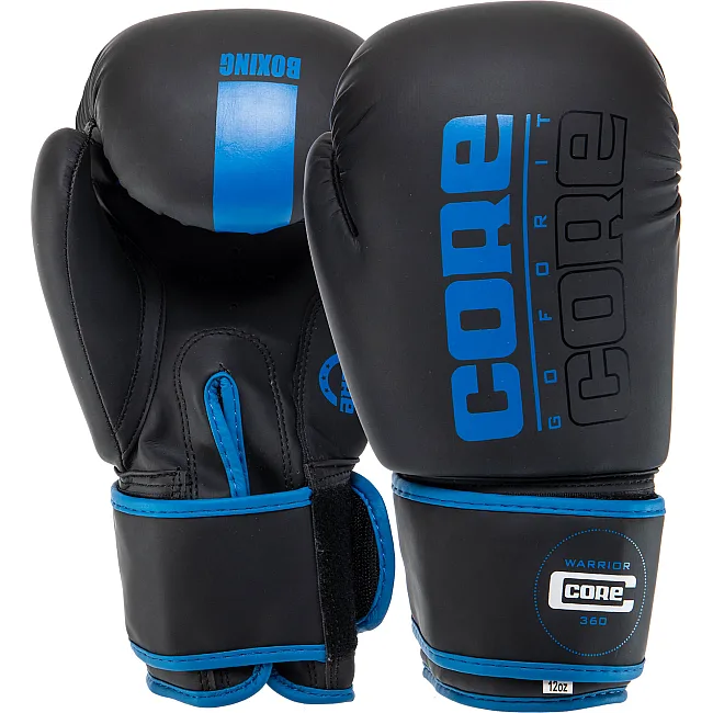 Перчатки для бокса PU CORE BO-8540 (Черный-синий)