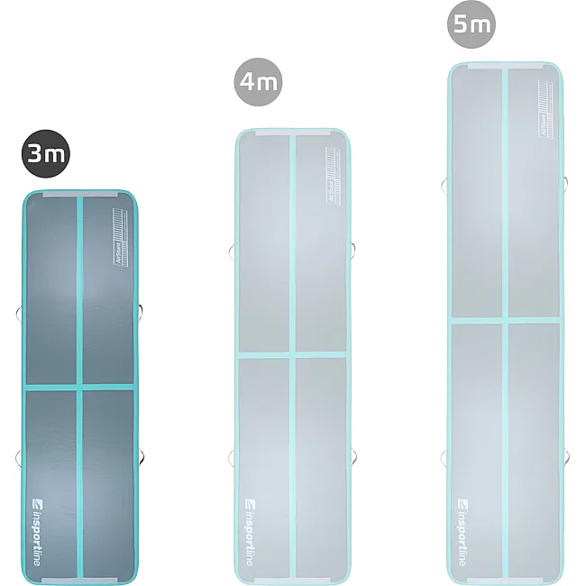 Килимок надувний Airtrack inSPORTline Airstunt 300x100x10 см, сіро-бірюзовий