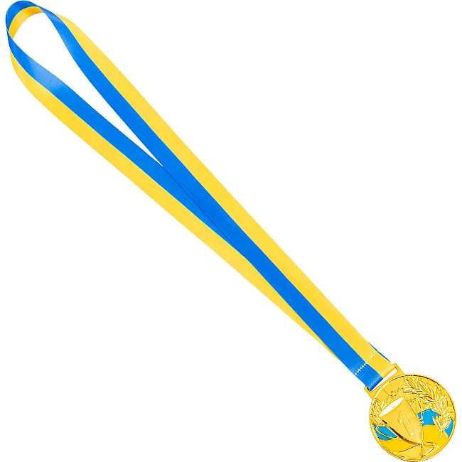 Медаль спортивна зі стрічкою SP-SPORT UKRAINE з українською символікою C-6833 (Золотий)