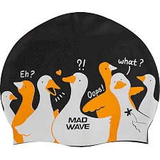Шапочка для бассейна силиконовая для взрослых MADWAVE Goose M055454 (Черный)