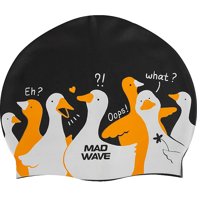 Шапочка для бассейна силиконовая для взрослых MADWAVE Goose M055454 (Черный)