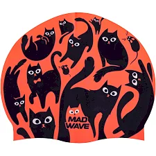 Шапочка для бассейна силиконовая для взрослых MADWAVE Cats M055457 (Коралловый)