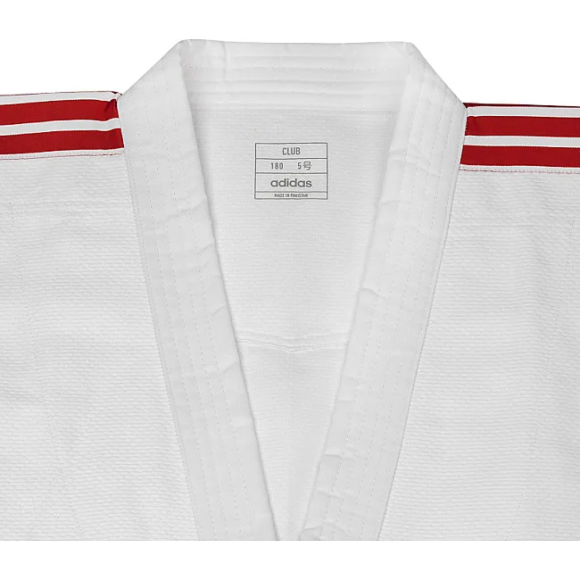 Кімоно для дзюдо Adidas Club з червоними смугами на плечах (білий) J350P