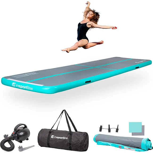 Надувной тренировочный коврик Airtrack inSPORTline Airstunt 400x100x10 см бирюзовый