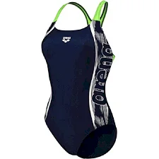 Купальник Arena SWIM PRO BACK GRAPHIC лайм, синий, белый