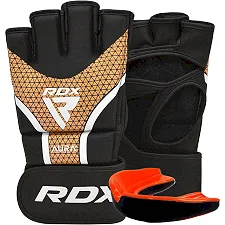 Перчатки для ММА RDX AURA PLUS T-17 Black Golden (капа в комплекте)