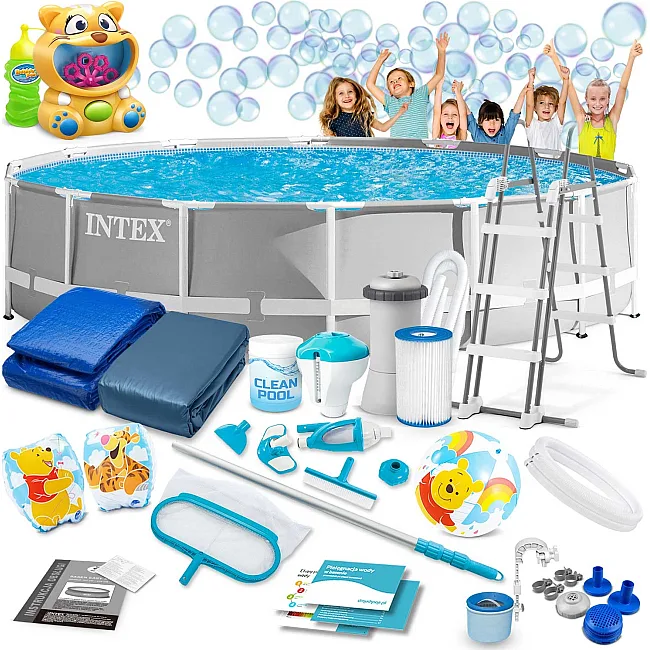 Басейн каркасний 21в1 INTEX 26720, 427 х 107 см + машина для створення бульбашок