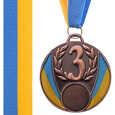 Медаль спортивна зі стрічкою SP-SPORT UKRAINE з українською символікою C-4339 ø6,5см (Бронзовий)