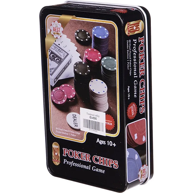 Набор для покера в металлической коробке Professional Poker chips SP-SPORT
 IG-4590 80 фишек