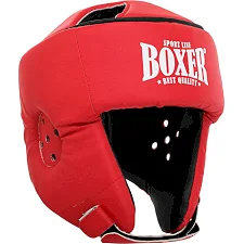 Боксерський шолом із захистом верхівки штучна шкіра BOXER 2030-N (Червоний)