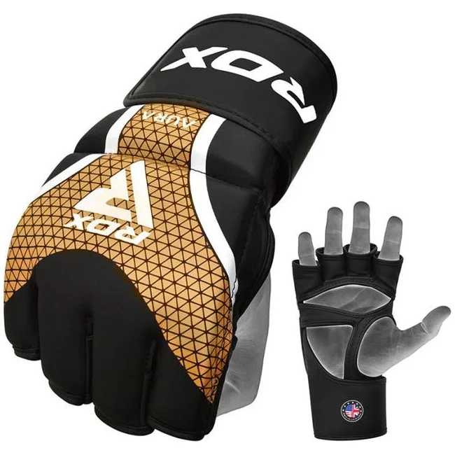 Перчатки для ММА RDX AURA PLUS T-17 Black Golden (капа в комплекте)
