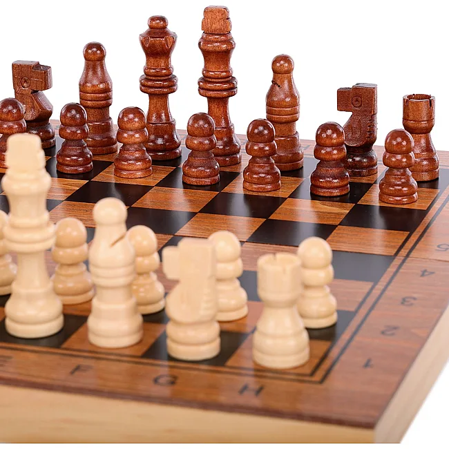 Шахматы шашки нарды 3 в 1 набор настольных игр деревянные ZOOCEN ZC7230
 29см x 29см х 2,5см
