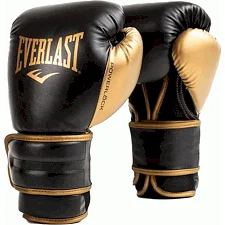 Боксерські рукавиці EVERLAST POWERLOCK 2R TRAINING GLOVE чорний, золотий 16 унцій