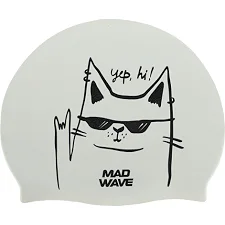 Шапочка для бассейна силиконовая юниорская MADWAVE Junior Cat M057306 (Белый)