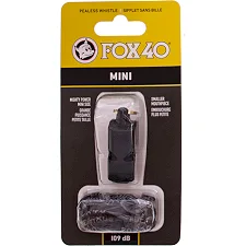 Свисток спортивный судейский пластиковый со шнурком MINI FOX40-MINI (Черный)