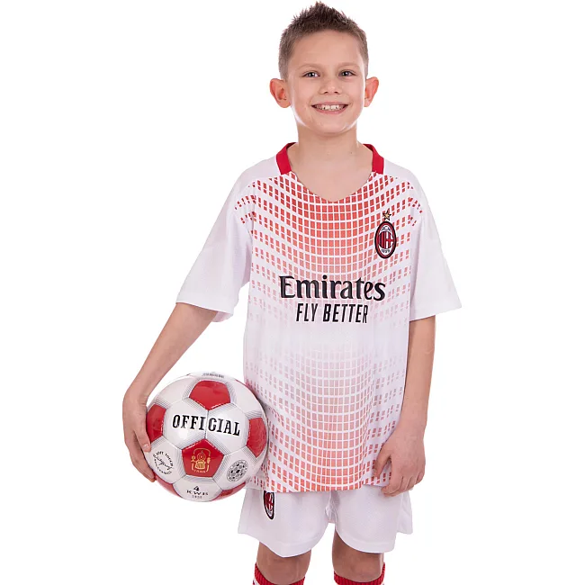 Футбольна форма дитяча із символікою клубу AC MILAN гостьова 2021 SP-PLANETA CO-2455 8-14 років