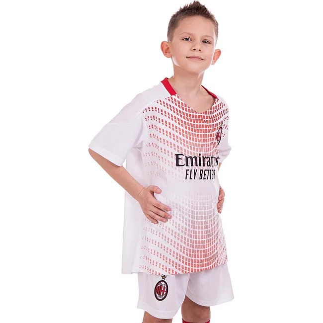 Футбольна форма дитяча із символікою клубу AC MILAN гостьова 2021 SP-PLANETA CO-2455 8-14 років