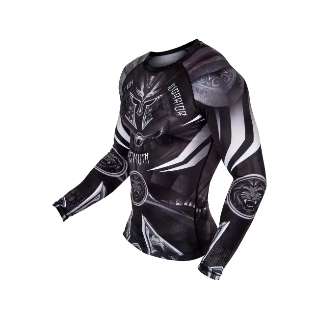 Рашгард Venum Gladiator 3.0 Rashguard Black White Long Sleeves