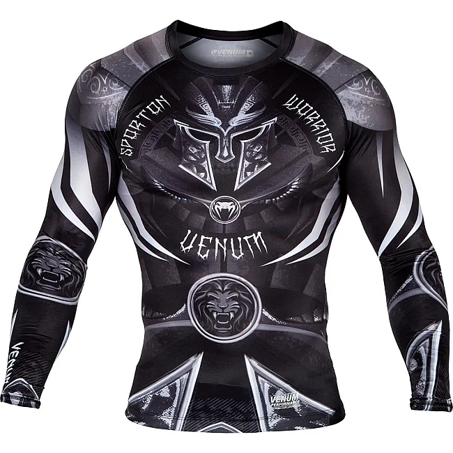 Рашгард Venum Gladiator 3.0 Rashguard Black White Long Sleeves
