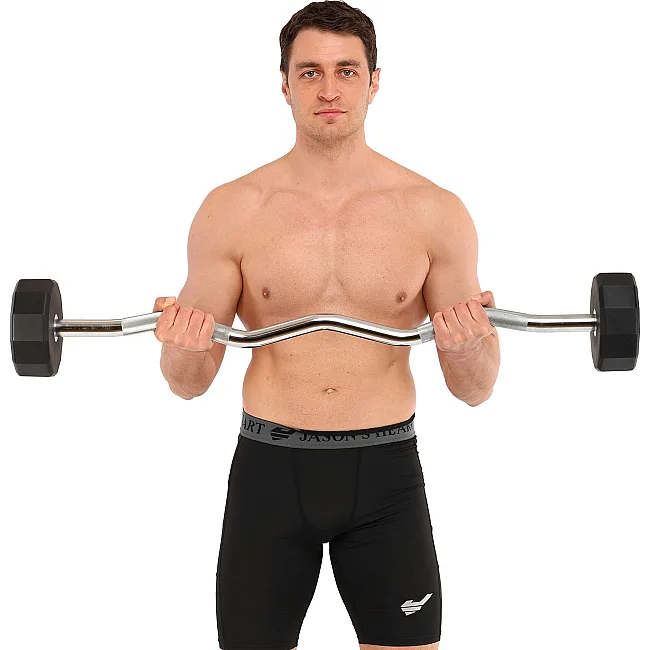 Штанга неразборная с фиксированным весом изогнутая PEV HAMMER STRENGHT TA-9978-25 (Черный)