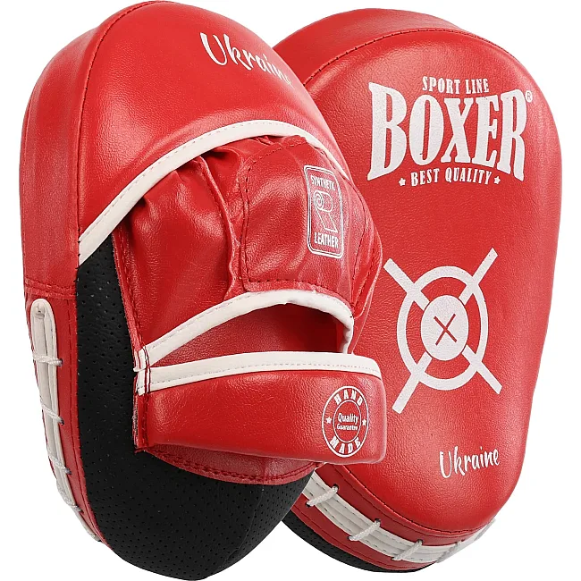 Лапа боксерская изогнутая тренировочная BOXER NEW 2013-N (Красный)