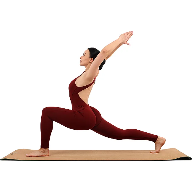 Коврик для йоги Пробковый каучуковый двухслойный Yoga mat BLOOM LB7121 183x61мx0.6cм