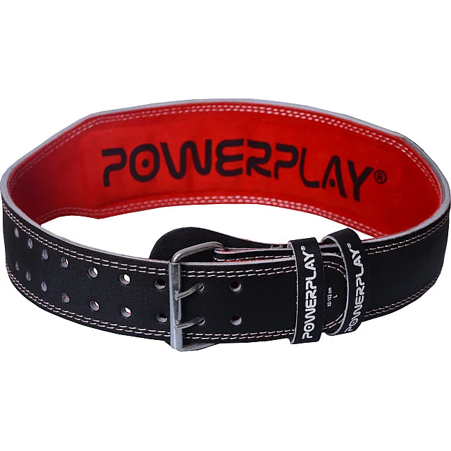 Пояс для тяжелой атлетики PowerPlay 5085 кожаный Черно-Красный