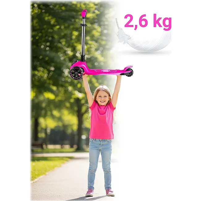 Детский самокат трехколесный Ricokids Jelly розовый
