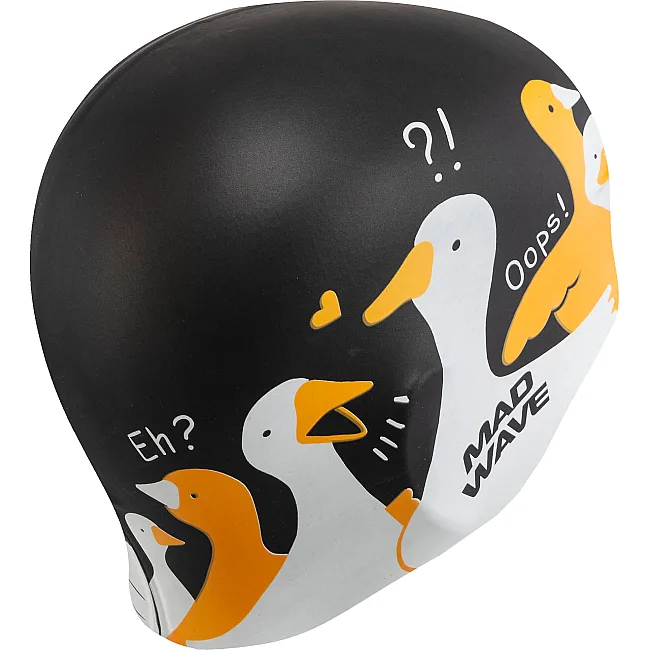 Шапочка для бассейна силиконовая для взрослых MADWAVE Goose M055454 (Черный)